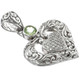 1 1/8" FINE BALI SCROLL HEART IN PERIDOT AND CZ 925 STERLING SILVER pendant