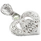 1 1/8" FINE BALI SCROLL HEART IN PERIDOT AND CZ 925 STERLING SILVER pendant