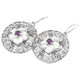 1 1/8" MOTHER OF PEARL FLOWER AMETHYST FILIGREE 925 STERLING SILVER earrings