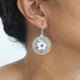 1 1/8" MOTHER OF PEARL FLOWER AMETHYST FILIGREE 925 STERLING SILVER earrings