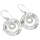 1" SPARKLING HANDMADE SCROLL FILIGREE CZ 925 STERLING SILVER HOOP earrings