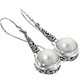 1 1/8" WHITE MABE PEARL 925 STERLING SILVER SCROLL FILIGREE DROP earrings