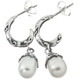FILIGREE WHITE FRESHWATER PEARL 925 STERLING SILVER HUGGIES STUD earrings