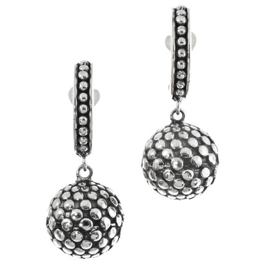 1 1/4" HANDMADE GRANULATED BALL 925 STERLING SILVER HUGGIES STUD earrings