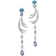 2 1/2" HANDMADE BLUE TOPAZ 925 STERLING SILVER COCKTAIL DRESS DROP STUD earrings