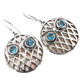 3/4" OWL SWISS BLUE TOPAZ EYES MOTHER OF PEARL 925 STERLING SILVER earrings