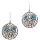 3/4" OWL SWISS BLUE TOPAZ EYES MOTHER OF PEARL 925 STERLING SILVER earrings
