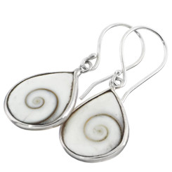 3/4" UNIQUE TEARDROP SHIWA EYE SHELL 925 STERLING SILVER earrings