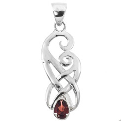 1 1/2" Pear Red Garnet Filigree 925 Sterling Silver Pendant