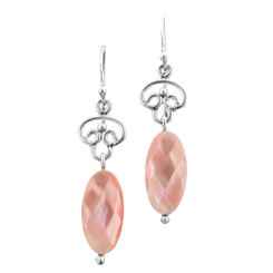 SALE! 1 1/4"  PINK LILAC  MOTHER OF PEARL SHELL 925 STERLING SILVER earrings