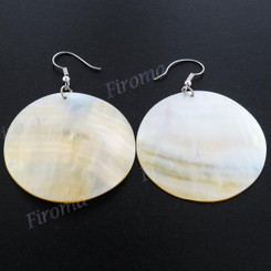 White Mother Of Pearl Shell Gold French Earrings