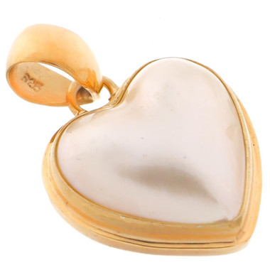 GOLD HEART CULTURED SOUTH PACIFIC OCEAN MABE PEARL 925 STERLING SILVER pendant