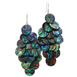 3 1/16" PAUA ABALONE SHELL 925 STERLING SILVER CHANDELIER earrings