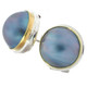 5/8" BLUE MABE PEARL 24K GOLD RIM ON 925 STERLING SILVER OMEGA STUD earrings