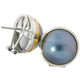 5/8" BLUE MABE PEARL 24K GOLD RIM ON 925 STERLING SILVER OMEGA STUD earrings