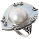 Cutlured Mabe Pearl In Shell Pear Filigree 925 Sterling Silver Cocktail Ring