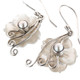 7/8" Mother Of Pearl Shell Flower Pearl 925 Silver Earrings