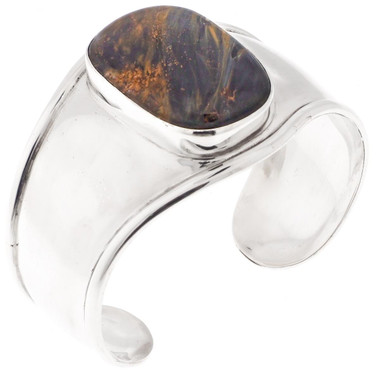 1 3/4" WIDE PIETERSITE 925 STERLING SILVER CUFF BANGLE bracelet