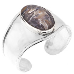 1 3/4" WIDE STICK AGATE 925 STERLING SILVER CUFF BANGLE bracelet