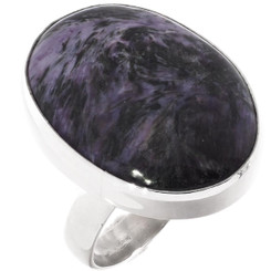 Stunning Russian Charoite 925 Sterling Silver Adj Sz 6 Ring