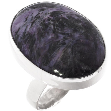 Stunning Russian Charoite 925 Sterling Silver Adj Sz 6 Ring