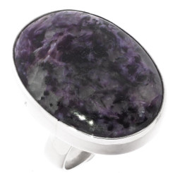 925 Sterling Silver Russian Charoite Sterling Adj Sz 6 Ring