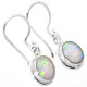 3/8" HANDMADE FIERY WHITE NATURAL OPAL 925 STERLING SILVER DANGLE earrings