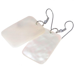 1 9/16" Square Gold Mother Of Pearl Shell Earrings