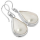 7/8" TEARDROP PACIFIC OCEAN WHITE MABE PEARL 925 STERLING SILVER DROP earrings