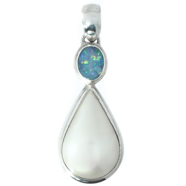 1 1/4" TEARDROP WHITE MABE PEARL AUSTRALIAN OPAL 925 STERLING SILVER pendant