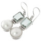 1" WHITE MABE PEARL GREEN AMETHYST PRASIOLITE 925 STERLING SILVER DROP earrings