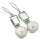 1" WHITE MABE PEARL GREEN AMETHYST PRASIOLITE 925 STERLING SILVER DROP earrings