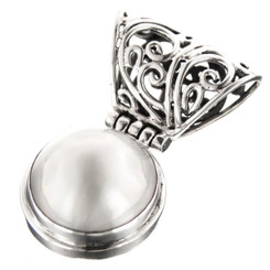 Huge! White Mabe Pearl 925 Sterling Silver Pendant