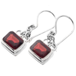 1/2" DEEP RED GARNET 925 STERLING SILVER DANGLE DROP earrings
