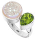 OPAL TITANIUM DRUZY DRUSY PERIDOT PEAR 925 STERLING SILVER ADJ SZ 6 ring