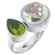 925 Silver Opal Titanium Druzy Drusy Peridot Pear Sterling Adj Sz 6 Ring