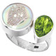 OPAL TITANIUM DRUZY DRUSY PERIDOT PEAR 925 STERLING SILVER ADJ SZ 7 ring
