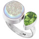 925 Silver Opal Titanium Druzy Drusy Peridot Pear Sterling Adj Sz 8 Ring
