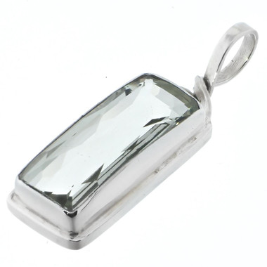1 1/4" CHECKERBOARD PRASiOLITE GREEN AMETHYST 925 STERLING SILVER DROP pendant