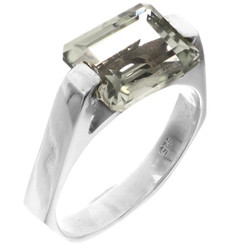 Large Prasiolite Green Amethyst 925 Sterling Silver Ring