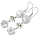 1 3/4" MOTHER OF PEARL SHELL PERIDOT MABE 925 SILVER earrings