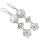 1 3/4" MOTHER OF PEARL SHELL PERIDOT MABE 925 SILVER earrings