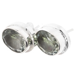 1/2" SPARKLING 10MM BIG OVAL GREEN AMETHYST  925 STERLING SILVER STUD earrings