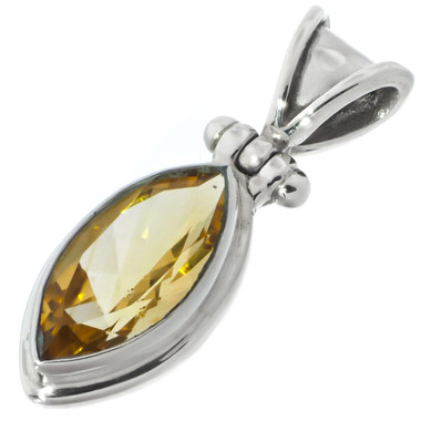 1" SPARKLING YELLOW CITRINE MARQUISE CUT GEM 925 STERLING SILVER pendant