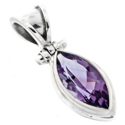 1" SPARKLING PURPLE AMETHYST MARQUISE CUT GEM 925 STERLING SILVER pendant