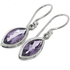 1/2" DAINTY PURPLE MARQUIS AMETHYST 925 STERLING SILVER earrings