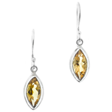 1/2" DAINTY YELLOW MARQUIS CITRINE 925 STERLING SILVER earrings