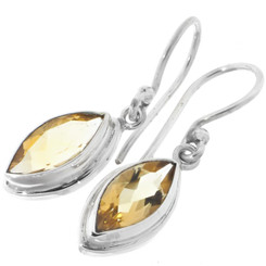1/2" DAINTY YELLOW MARQUIS CITRINE 925 STERLING SILVER earrings