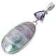 2 1/2" BLUE NAUTILUS SHELL TRILLION AMETHYST 925 STERLING SILVER pendant