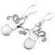 1" OCTOPUS WHITE MOTHER OF PEARL SHELL 925 STERLING SILVER earrings